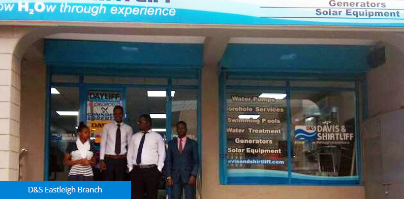 D&S Eastleigh Branch staff led by Manager Samuel Kibet stand outside their newly opened showroom D&S Eastleigh Branch staff led by Manager Samuel Kibet stand outside their newly opened showroom